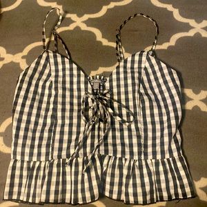 Checker print top (XS)